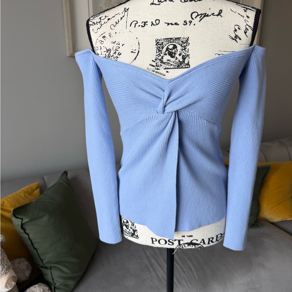 Abercrombie & Fitch Light Blue Off-Shoulder Sweater